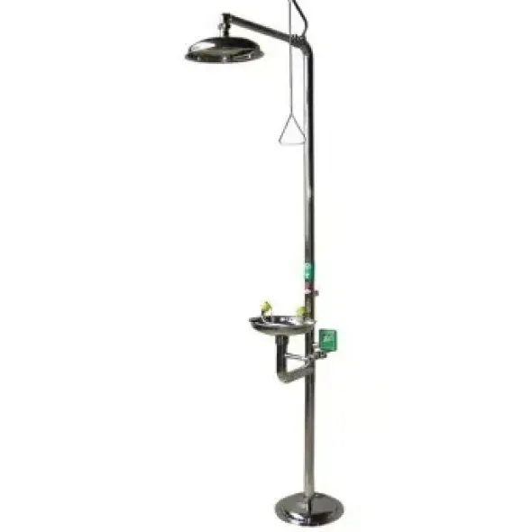 Combiné douche et lave-yeux à commande manuelle - 100 % Inox