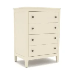 Commode TV Camomille - l. 74 x h. 101 x pr. 52 cm - 4 tiroirs - structure hêtre massif