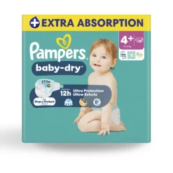 Couche Pampers Baby Dry Maxi+ T4+ 10/15kg - 1 carton de 112 unités