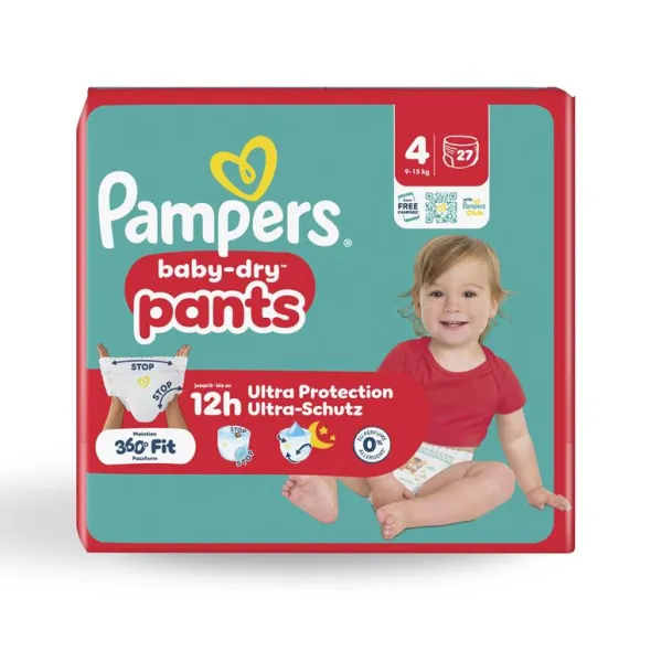 Couche Pampers Baby Dry pants maxi T4 9/15kg - 1 carton de 108 unités