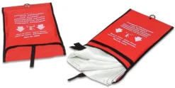 Couverture antifeu usage unique - rouge - l. 180 x 150 cm - sac de transport - lot de 10