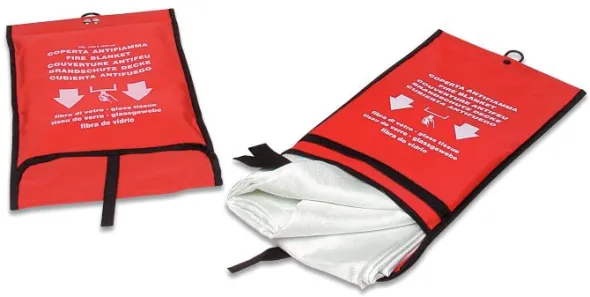 Couverture antifeu usage unique - rouge - l. 180 x 150 cm - sac de transport - lot de 10