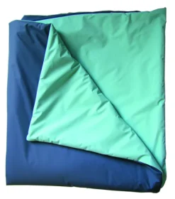 Couverture bactériostatique - cousue - 110 x 190 cm - 90 °C bleu marine/vert d'eau