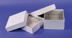Cryoboîte carton plastifié complète hauteur 7,5 cm pour 100 cryotubes