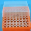 Cryoboîte pour 64 tubes Ø 11 mm orange fluo hauteur 52 mm