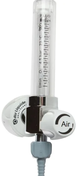 Débitmètre à bille - Flomed - air médical 0-15 L par min - 4,5 bars - raccord à bague NF - sortie 12x125 - 1 unité
