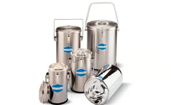 Dewar acier inox 182 x 350 mm couvercle avec attache et poignée 4,5 l