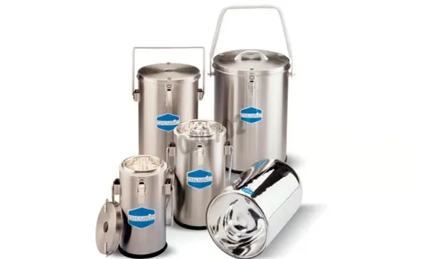 Dewar acier inox 116 x 228 mm couvercle avec attache et poignée 1 l