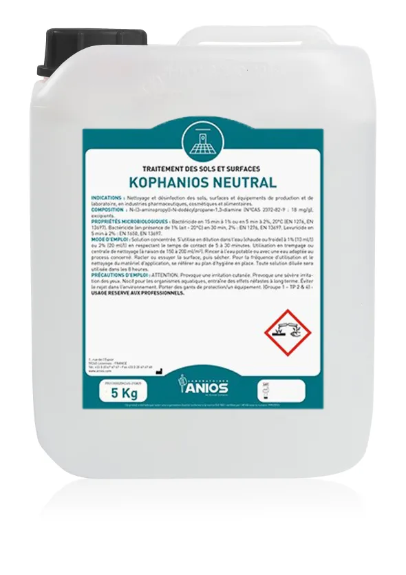 Détergent désinfectant Kophanios neutral - 1 carton de 4 bidons de 5 kg