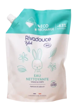 Eau nettoyante Rivadouce bébé BIO eco recharge 1L 1 carton de 6 unités