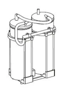 Ensemble Hospira 2 x 1,5 l pour rail standard Support double, 2 bocaux, 2 poches