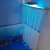 Etagère ( 90 x 90 x 12 cm) - avec 200 fibres optiques (250 cm de longueur) en pluie rectiligne