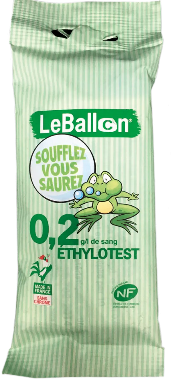 Ethylotest chimique à usage unique - taux 0,2 g/l de sang - lot de 300