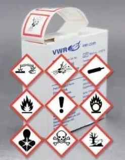Etiquette ghs corrosive 26 x 26 mm x 1 rouleau de 500