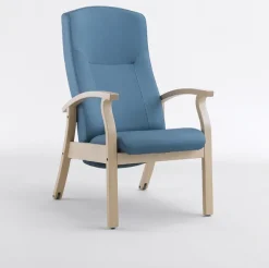 Fauteuil Belforma - dossier fixe - accoudoirs bec de canne bois