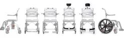 Fauteuil de douche bariatrique Etac Swift Mobil 2 inclinable par vérin à gaz - 4 roulettes à freins - lim. 160 kg - blanc