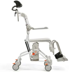 Fauteuil de douche bariatrique Etac Swift Mobil 2 inclinable par vérin à gaz - 4 roulettes à freins - lim. 160 kg - blanc