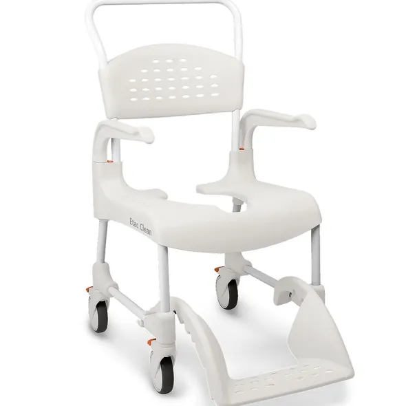 Fauteuil de douche Etac Clean - h. fixe 44 cm - instal. 4 roulettes à freins - lim. 130 kg - blanc