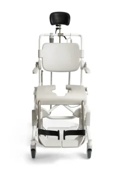 Fauteuil de douche et de toilettes motorisé Alto - dossier plein + supports bassin inclus - poids limite 160 kg