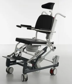 Fauteuil de douche à hauteur et inclinaison électriques MOHICAN II - à roulettes, avec appui-tête - poids lim. 180kg