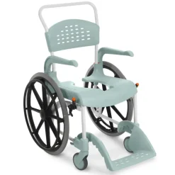 Fauteuil de douche mobile Etac Clean roues arrières 24'' - hauteur assise 55 cm - vert lagon
