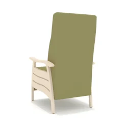 Fauteuil de repos Ninon - assise et dossier tissu enduit - accotoirs et structure hêtre massif