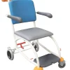 Fauteuil de transfert Manchester-3 - Etau de fixation pour tige porte sérum inclus - chassis blanc et assise grise