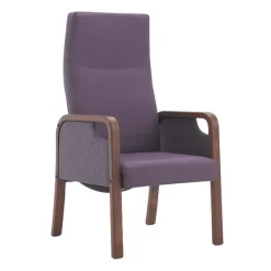 Fauteuil Edera C - dossier inclinable - accoudoirs bois tapissés