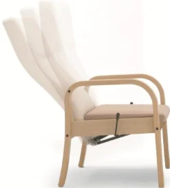 Fauteuil Edera C - dossier inclinable - accoudoirs rond bois