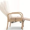 Fauteuil Edera C - dossier inclinable - repose-jambes - accoudoirs rond bois