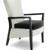 Fauteuil Iris C - dossier fixe bas accoudoirs bois