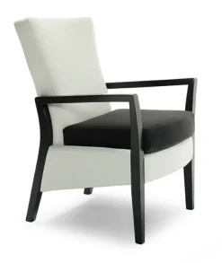Fauteuil Iris C - dossier fixe bas accoudoirs bois