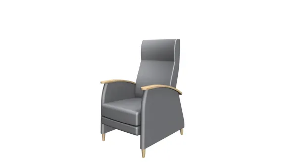 Fauteuil Select C - dossier inclinable - repose jambes - accoudoirs tapissés placet bois