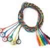 Fils conducteurs torsadés à bouton pression Fiche 1.5TP Rouge/Jaune/Noir L 76cm et Vert/Orange/Bleu 101 cm
