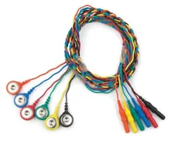 Fils conducteurs torsadés à bouton pression Fiche 1.5TP Rouge/Jaune/Noir L 76cm et Vert/Orange/Bleu 101 cm