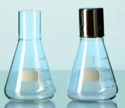 Flacon à culture verre Duran forme erlenmeyer col droit pour capuchons métal 2 l