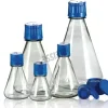 Flacon de culture erlenmeyer 2 l avec déflecteur bouchon 53b filtre 0,22 µm x 6