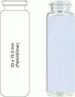 Flacon 20 ml headspace à sertir N 20 23 mm x 75,5 mm transparent fond rond bord hs biaisé PE x 100