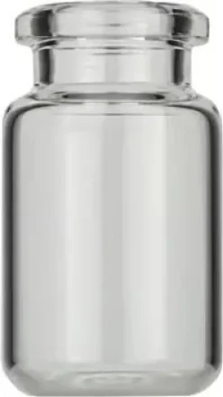 Flacon 6 ml headspace à sertir N 20 22 mm x 38,25 mm transparent fond rond bord hs biaisé PE x 100