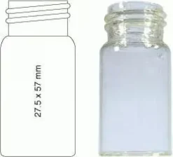 Flacon 20 ml à visser N 24 27,5 mm x 57 mm ambré fond plat x 100
