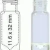 Flacon 1,1 ml à visser N 9 11,6x32 mm transparent fond plat cône intérieur 15 µl dans le fond verre solide x 100