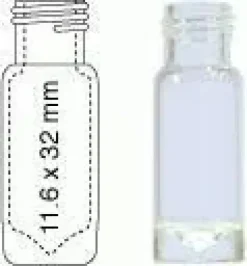Flacon 1,1 ml à visser N 9 11,6x32 mm transparent fond plat cône intérieur 15 µl dans le fond verre solide x 100