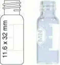 Flacon N 8 transparent fond plat plage d écriture et marquage Ø 11,6 mm x 32 mm x 100