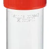 Flacon PS translucide 60 ml cape à vis rouge stérile résistant 95kpa x 600