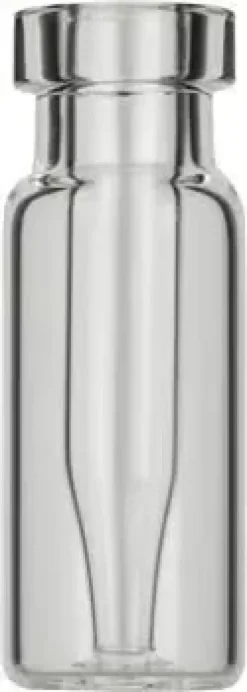 Flacon à sertir N 11 11,6 mm x 32 mm transparent fond plat avec insert 0,2 ml intégré conique x 100