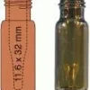 Flacon à visser N 9 11,6 mm x 32 mm ambré fond plat avec insert 0,2 ml intégré conique x 100