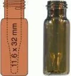 Flacon à visser N 9 11,6 mm x 32 mm ambré fond plat avec insert 0,2 ml intégré conique x 100
