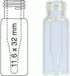 Flacon à visser N 9 11,6 mm x 32 mm transparent fond plat avec insert 0,2 ml intégré conique x 100