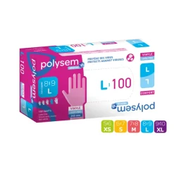 Gant d'examen Polysem® - vinyle - taille XS - 1 carton de 10 boites de 100 gants