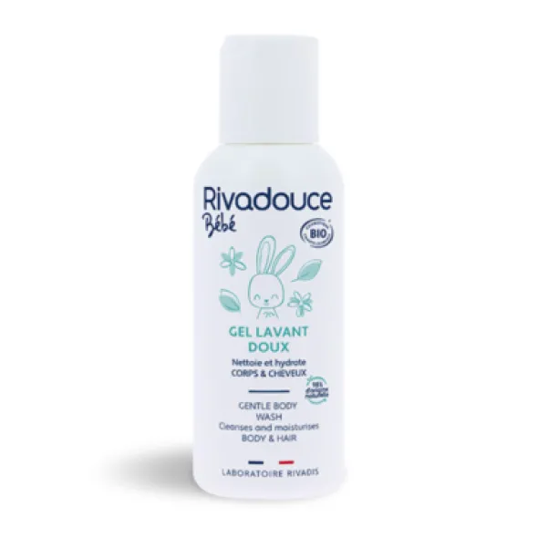 Gel doux lavant corps-cheveux Rivadouce bébé bio, contenance et conditionnement au choix